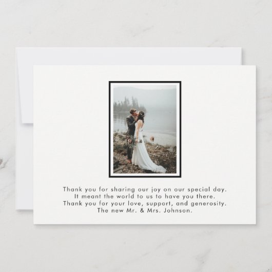 水彩スクリプト2写真結婚のサンキューカード サンキューカード (裏面)