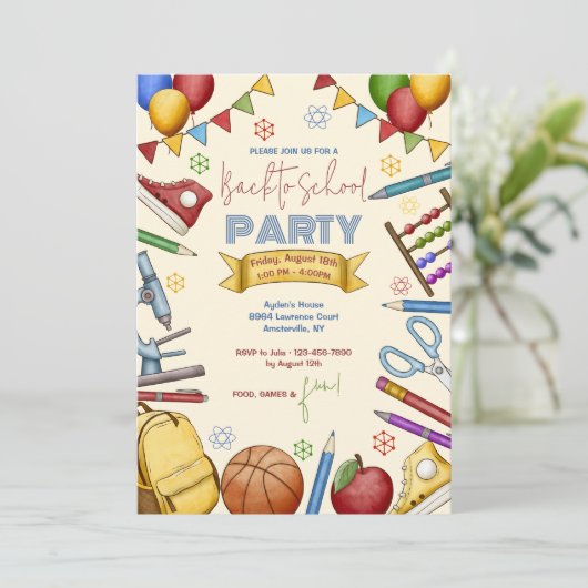 水彩スクールエレメンツ招待状 招待状 (スタンド正面)