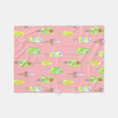 水彩スケッチおいしいデザートのアイスクリームのカート フリースブランケット (正面(横))