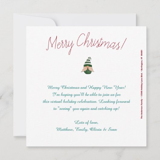 水彩スケッチクリスマス格言 パーソナライズされた 招待状 (裏面)