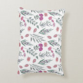 水彩スケッチピンクの花ライトホワイトバック アクセントクッション (裏面(縦))