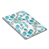 水彩スケッチ青い羽花ホワイトボー ノートブック (右側)