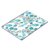 水彩スケッチ青い羽花ホワイトボー ノートブック (左側)