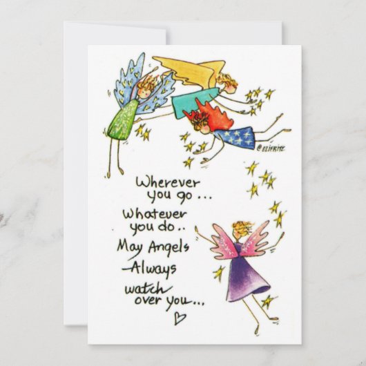 水彩スケッチ4基のカラフルエンジルが近い シーズンカード (正面)