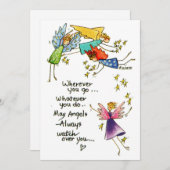 水彩スケッチ4基のカラフルエンジルが近い シーズンカード (正面/裏面)
