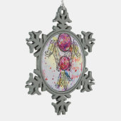 水彩スケッチ「夢を追う」 スノーフレークピューターオーナメント (左)