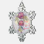 水彩スケッチ「夢を追う」 スノーフレークピューターオーナメント (右)