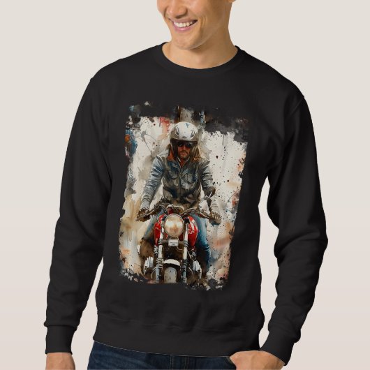水彩スケッチMotoBikers スウェットシャツ (正面)
