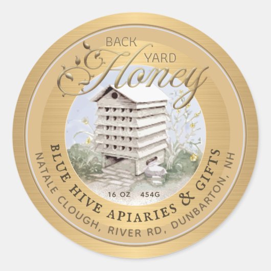 水彩スケップメタル金ゴールド裏庭ハニーラベル ラウンドシール (正面)