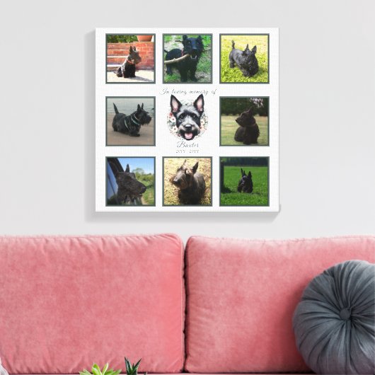 水彩スコットランドとフローラリースメモリアル キャンバスプリント (インサイチュ (リビング))