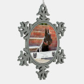 水彩スコットランドとフローラリースメモリアル スノーフレークピューターオーナメント (左)