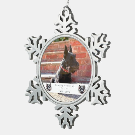 水彩スコットランドとフローラリースメモリアル スノーフレークピューターオーナメント (右)