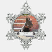 水彩スコットランドとフローラリースメモリアル スノーフレークピューターオーナメント (正面)