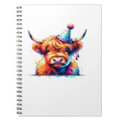 水彩スコティッシュハイランドコーウ誕生日エッセンシア ノートブック (正面)