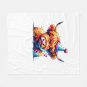 水彩スコティッシュハイランドコーウ誕生日エッセンシア フリースブランケット (正面(横))