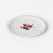 水彩スコティッシュハイランドコーウ誕生日エッセンシア ペーパープレート (アングル)