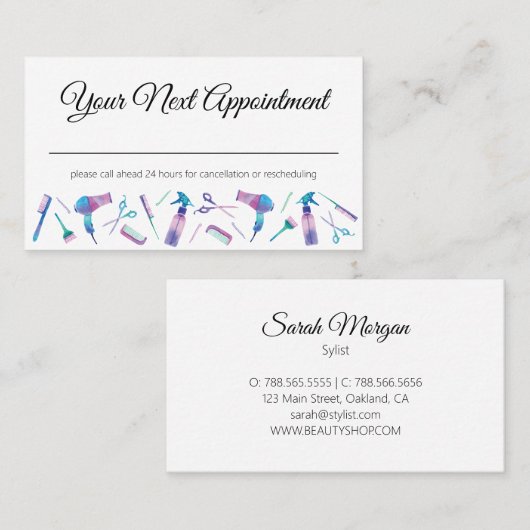 水彩スタイリストアポイントメントカード 予約カード (正面/裏面)