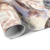 水彩スタイルかわいい小さなフクロウ鳥の自然アート ラッピングペーパー (ロールコーナー)