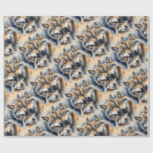 水彩スタイルウルフウルフアニマルファミリーアート ラッピングペーパー (フラット)