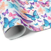 水彩スタイルカラフルハお洒落チョウ ラッピングペーパー (ロールコーナー)