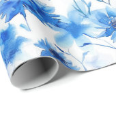 水彩スタイルコーンフラワー型ブルーフラワー ラッピングペーパー (ロールコーナー)