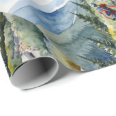 水彩スタイルバイクバイクもしくは自転車に乗る人マウンテントレイル ラッピングペーパー (ロールコーナー)