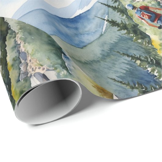 水彩スタイルバイクバイクもしくは自転車に乗る人マウンテントレイル ラッピングペーパー (ロールコーナー)