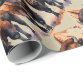 水彩スタイルバイソンバッファローアニマルパターンアート ラッピングペーパー (ロールコーナー)