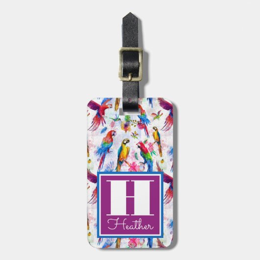 水彩スタイルパロツ|モノグラム ラゲッジタグ (正面縦)