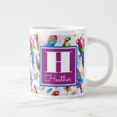 水彩スタイルパロツ|名前の追加 ジャンボコーヒーマグカップ (右)