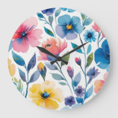水彩スタイルフローラ壁時計 ラージ壁時計 (正面)