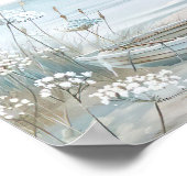 水彩スタイルホワイトボートオンビーチ ポスター (角)