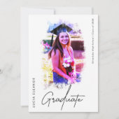 水彩スタイルポートレートスクリプト写真卒業 案内状 (正面)