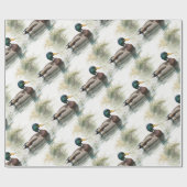 水彩スタイルマラードダックバードスイミングレイク ラッピングペーパー (フラット)