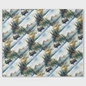 水彩スタイルマン魚釣りfromボートレイク ラッピングペーパー (フラット)