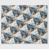 水彩スタイル人ハイキングワイキングマウンテン ラッピングペーパー (フラット)