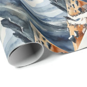 水彩スタイル人ハイキングワイキングマウンテン ラッピングペーパー (ロールコーナー)