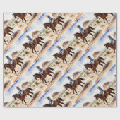 水彩スタイル女性ガールトレイル乗馬 ラッピングペーパー (フラット)