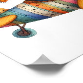 水彩スタイル子供部屋アートチャイルド飛んでいる飛行機 ポスター (角)