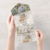 水彩スタイル白紫陽花フォトメール オールインワン招待状 (貼ってはがせる)