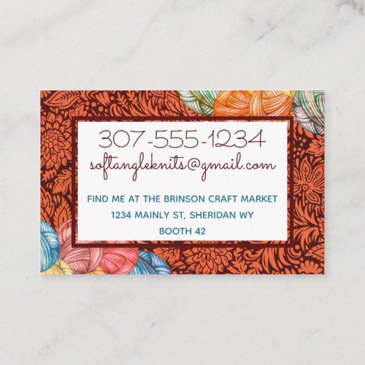 水彩スタイル糸編み物クロシェ製ホームズパン 名刺 (裏面)