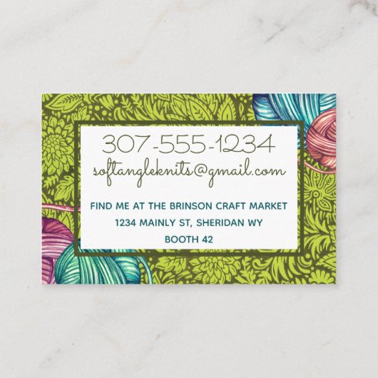 水彩スタイル糸編み物クロシェ製ホームズプンブ 名刺 (裏面)