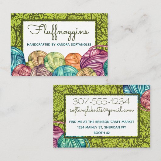 水彩スタイル糸編み物クロシェ製ホームズプンブ 名刺 (正面/裏面)