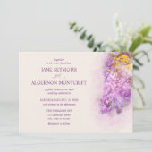 水彩スタイル藤結婚式招待状 招待状 (スタンド正面)