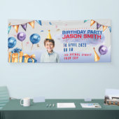 水彩スタイル誕生日パーティー水平バナー 横断幕 (トレードショー)