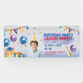 水彩スタイル誕生日パーティー水平バナー 横断幕