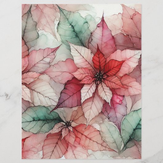 水彩スタイル アルコールインク ポインセチア スクラップブック (正面)