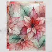 水彩スタイル アルコールインク ポインセチア スクラップブック (正面/裏面)