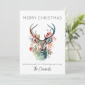 水彩スタッグクリスマスカード 招待状 (スタンド正面)