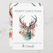 水彩スタッグクリスマスカード 招待状 (正面/裏面)
